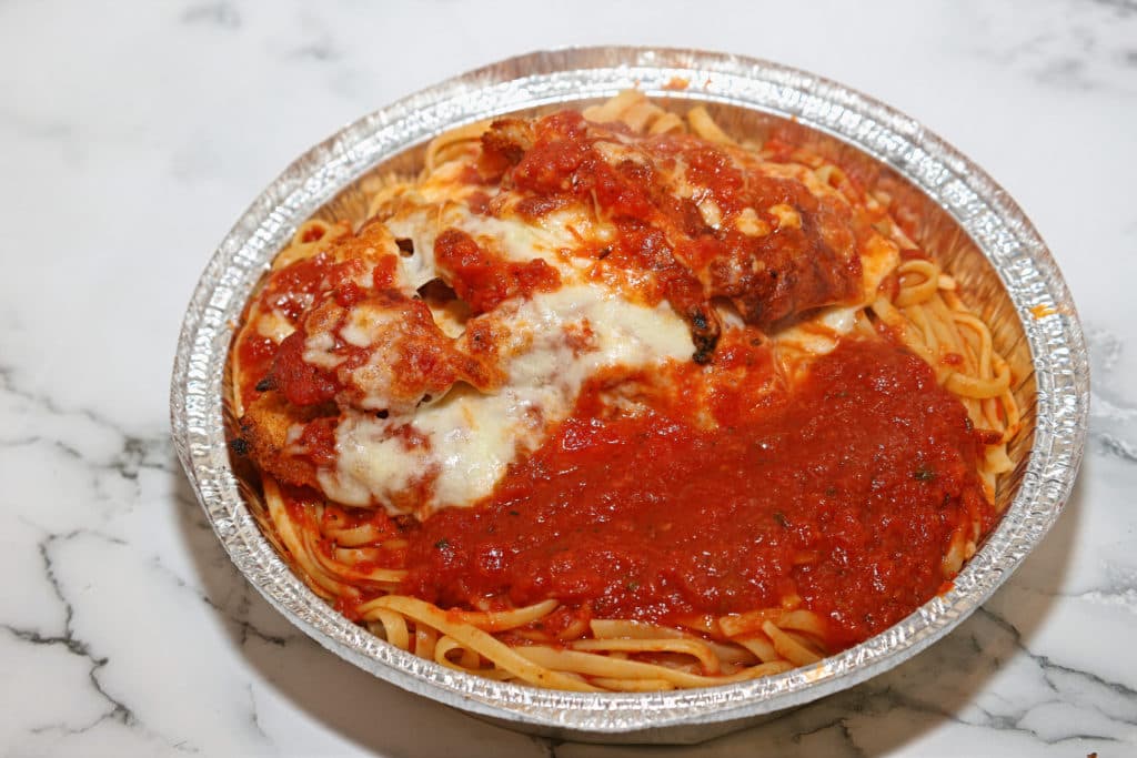 Delicious spaghetti and chicken cutlet dinner